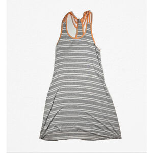 🌷 Lightweight Gray and White Striped Dress with Orange Racerback Straps